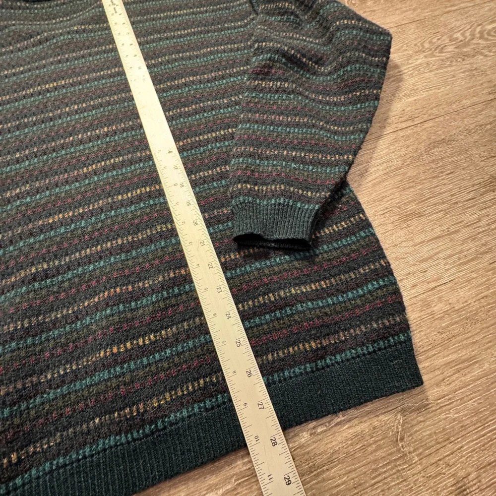 Brandini Sweater Mens XL Striped Wool Blend Made in Italy V Neck Retro Knit VTG